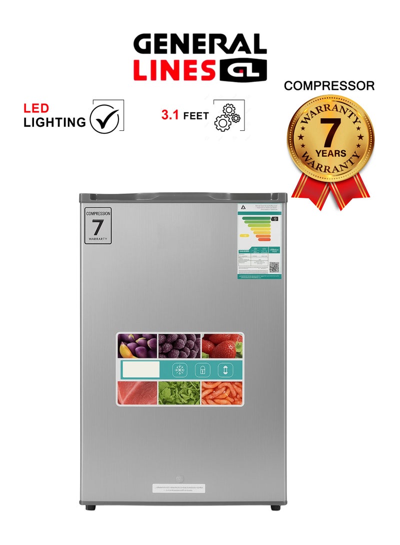 جنرال لاينز ثلاجة باب واحد  - 3,1 قدم - 93 لتر - 220 فولت - سلفر - GLR89D1D - Image 1